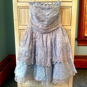 Betsey johnson light blue ruffle prom dress, strapless